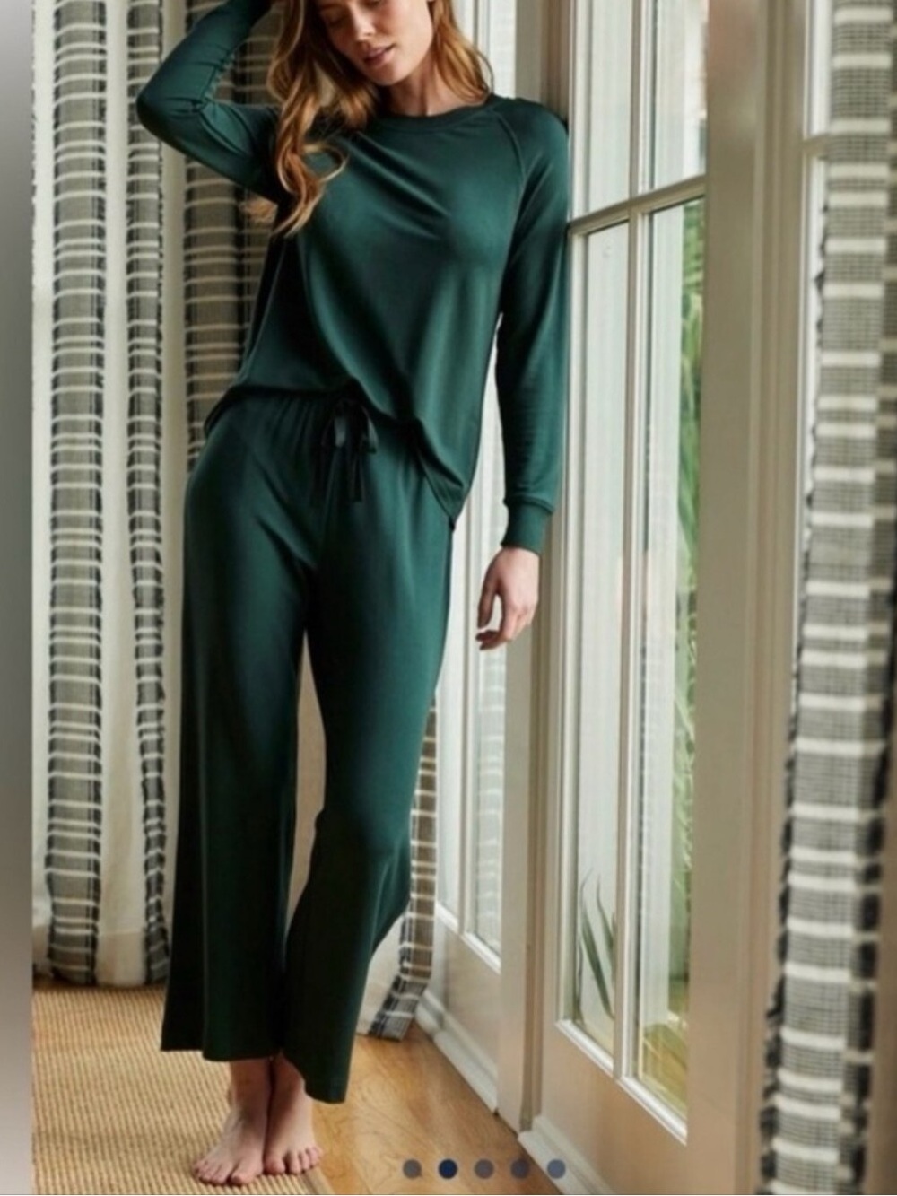 LAKE Pajamas Green Long Sleeve Wide Leg Lounge Set XS